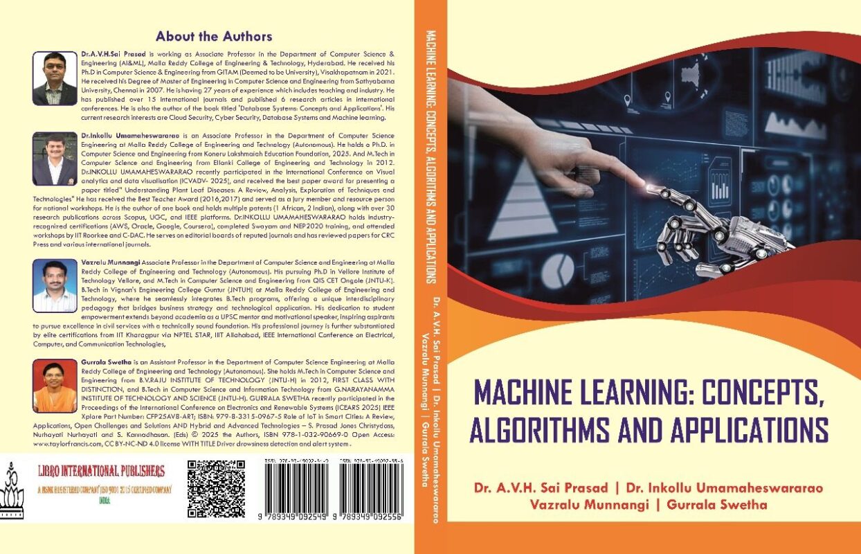 Machine Learning: Concepts, Algorithms and Applications
